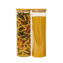 Kit 2 Potes Para Mantimentos de 2l C/ Tampa de Bambu Oikos Kit 2 Potes Para Mantimentos de 2l C/ Tampa de Bambu Oikos