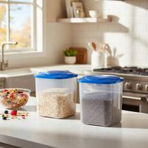 Kit 2 Potes Plástico Grande Para Mantimentos -prod Esposição Azul