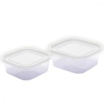 Kit 2 Potes Plástico Hawaii com Tampa Marmita Vasilhas Utensílios Cozinha Alimentos Frescos Congelados Quentes Organizador