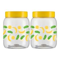 Kit 2 Potes Plástico Mantimentos Organizador Cozinha 1LT Multiuso Decorado - Kit 2 Potes Plástico Mantimentos Organizador Cozinha 1LT Multiuso Decorado -