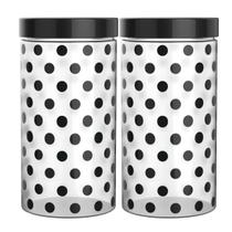 Kit 2 Potes Plástico Porta Mantimentos Bolachas Biscoito Poá Bolinhas Organizadores Cozinha -