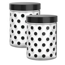 Kit 2 Potes Plástico Porta Mantimentos Bolachas Biscoito Poá Bolinhas Organizadores Cozinha - Kit 2 Potes Plástico Porta Mantimentos Bolachas Biscoito Poá Bolinhas Organizadores Cozinha -