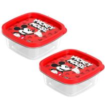 Kit 2 Potes Plásticos para Armazenamento de Alimentos com Tampa Mickey 580ml