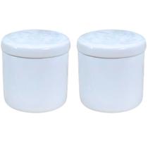 Kit 2 Potes Porcelana Branca 250ml Multiuso Forno e Microondas Kit 2 Potes Porcelana Branca 250ml Multiuso Forno e Microondas