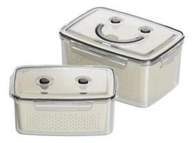 Kit 2 Potes Porta Alimentos Escorredor 800ml E 1500ml