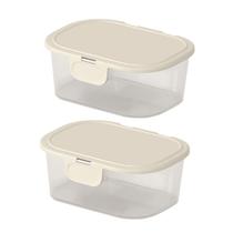 Kit 2 Potes Porta Alimentos Multiuso Tampa Fixa 1000ml Retangular Organizador Cozinha Resistente