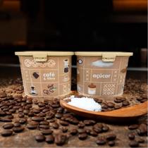 Kit 2 Potes Porta Café Filtro Açúcar com Colher Plastico Retro Decorado Açúcar