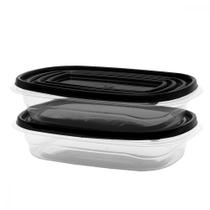 Kit 2 Potes Porta Frios Alimentos 950ml Marmitas Vasilhas Plásticos Retangulares Cozinha Utensílios Multiuso
