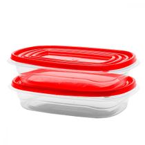 Kit 2 Potes Porta Frios Alimentos 950ml Marmitas Vasilhas Plásticos Retangulares Cozinha Utensílios Multiuso