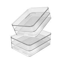 Kit 2 Potes Porta Frios Duplo Organizador De Geladeira Ou