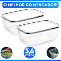 Kit 2 Potes Porta Mantimentos Alimentos Plástico Com Tampa 3,6L