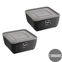 Kit 2 Potes Quadrado Preto Alimentos Fit 2,5L Boa Vedação