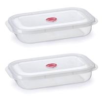 Kit 2 Potes Raso C/ Válvula Para Alimentos 1,9L Transparente