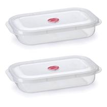 Kit 2 Potes Raso C/ Válvula Para Alimentos Transparente 1,9L