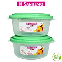 Kit 2 Potes Redondo 530ml Plástico Resistente Organizador de Alimentos Cozinha Sanremo - VERDE