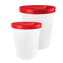 Kit 2 Potes Redondos Alto Fosco com Tampa Plástico Porta Mantimentos Food Container Vasilhas Armazenar Alimentos Bebidas Kit 2 Potes Redondos Alto Fosco com Tampa Plástico Porta Mantimentos Food Container Vasilhas Armazenar Alimentos Bebidas