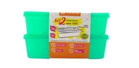 kit 2 Potes Retangulares com tampa 1100ml - Innova