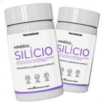 Kit 2 Potes Silício Vitaminas Suplemento Alimentar Natural Sabor 100% Puro 120 Cápsulas Natunéctar Original