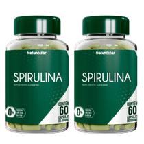 Kit 2 Potes Spirulina Suplemento Alimentar Natural Vitaminas 100% Puro Natunéctar 120 Capsulas - Natunectar