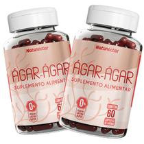 Kit 2 Potes Suplemento Ágar Ágar 120 Capsulas 640mg em pó Natural Sem Sabor fonte de Fibras