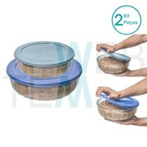 Kit 2 Potes Tigela Saladeira de Vidro com Tampa Plástica Oceani 1,5L e 3,8L Vitazza Para Servir Mesa Posta e Organizar Cozinha Opção Sustentável Kit 2 Potes Tigela Saladeira de Vidro com Tampa Plástica Oceani 1,5L e 3,8L Vitazza Para Servir Mesa Posta e Organizar Cozinha Opção Sustentável