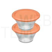Kit 2 Potes Tigela Saladeira de Vidro com Tampa Venezza Espiral 1,5L Vitazza: Para Servir e Organização de Cozinha e Geladeira Opção Sustentável