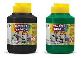 Kit 2 Potes Tinta TEMPERA GUACHE Acrilex - 250ml - PRETO e VERDE - 02025 Kit 2 Potes Tinta TEMPERA GUACHE Acrilex - 250ml - PRETO e VERDE - 02025