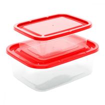 Kit 2 Potes Vasilhas Quadrados de Plástico Marmitas Grande Porta Mantimentos Organizador Alimentos Frios 800ml e 1,5L