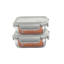 Kit 2 Potes Vidro 400ml Hermético Com Tampa Marmita Fitness