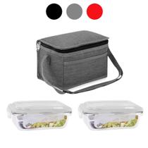 Kit 2 Potes Vidro 640ml Hermético + 1 Bolsa Térmica Marmita - ÚNICA