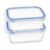 Kit 2 Potes Vidro com Tampa Hermética 640ml Retangular Transparente Refratário Marmita e Mantimentos Kit 2 Potes Vidro com Tampa Hermética 640ml Retangular Transparente Refratário Marmita e Mantimentos