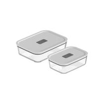 Kit 2 Potes Vidro Herméticos Fresh Lock Forno Freezer Microondas 850ml e 1.25L