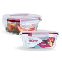 Kit 2 Potes Vidro Herméticos Marmita Mantimentos 800ml Kit 2 Potes Vidro Herméticos Marmita Mantimentos 800ml