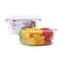 KIT 2 Potes Vidro Herméticos Quadrado 320ml Branco