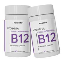 Kit 2 Potes Vitamina B12 Cianocobalamina 9,94 Mcg Suplemento Alimentar Concentrado natural 100% Puro Natunéctar 120 Capsulas