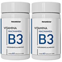 Kit 2 Potes Vitamina B3 Niacinamida 120 Capsulas Natunéctar Complexo B Concentrado