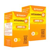 Kit 2 Potes Vitamina D 2.000UI Suplemento Alimentar Alto teor Natural 100% Puro - Natunectar 120 Capsulas