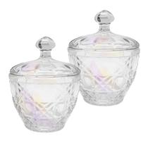 Kit 2 Potiche Bombonier Baleiro Vidro Decoração Aura Bala Com Tampa