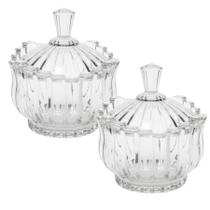 Kit 2 Potiche Bomboniere Baleiro Bala De Vidro Decoração Com Tampa 900ml