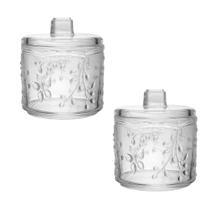 Kit 2 Potiches Decorativos Butterfly 12cm Cristal Com Tampa Kit 2 Potiches Decorativos Butterfly 12cm Cristal Com Tampa