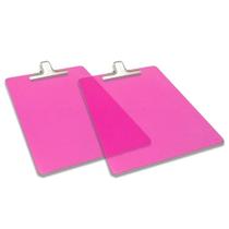 Kit 2 prancheta a4 transparente colorida pegador metal Kit 2 prancheta a4 transparente colorida pegador metal