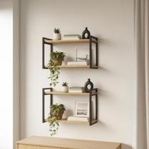 Kit 2 Prateleira Dupla Estante Mdf 30x60cm Tipo Industrial
