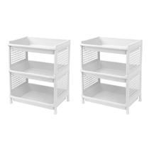 Kit 2 Prateleira Estante De Plástico 3 Andares Multiuso Desmontável 40x28x50cm Elloplas - Branco