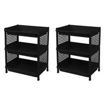 Kit 2 Prateleira Estante De Plástico 3 Andares Multiuso Desmontável 40x28x50cm Elloplas