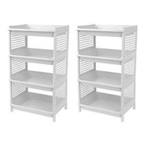 Kit 2 Prateleira Estante De Plástico 4 Andares Multiuso Desmontável 40x28x70cm Elloplas - Branco