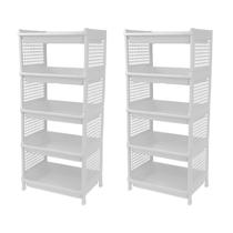 Kit 2 Prateleira Estante De Plástico 5 Andares Multiuso Desmontável 40x28x90cm Elloplas - Branco