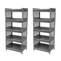 Kit 2 Prateleira Estante De Plástico 5 Andares Multiuso Desmontável 40x28x90cm Elloplas