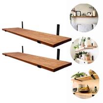 Kit 2 Prateleira Industrial Suporte MF Estante Madeira 80x15