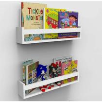 Kit 2 Prateleira Infantil Branca Mariá MDF para livros, brinquedos, decorações, revisteiro