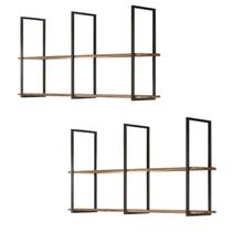 Kit 2 Prateleira Madeira Industrial Suspensa 140 cm Multiuso Kit 2 Prateleira Madeira Industrial Suspensa 140 cm Multiuso
